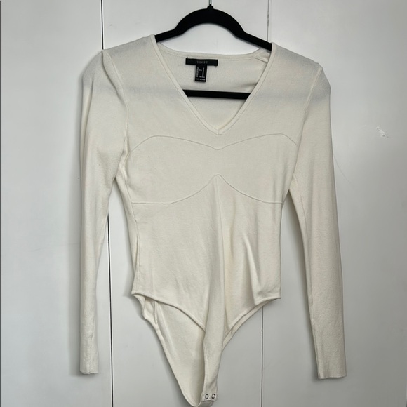 White Long Sleeve Bodysuit forever 21 - Picture 1 of 6